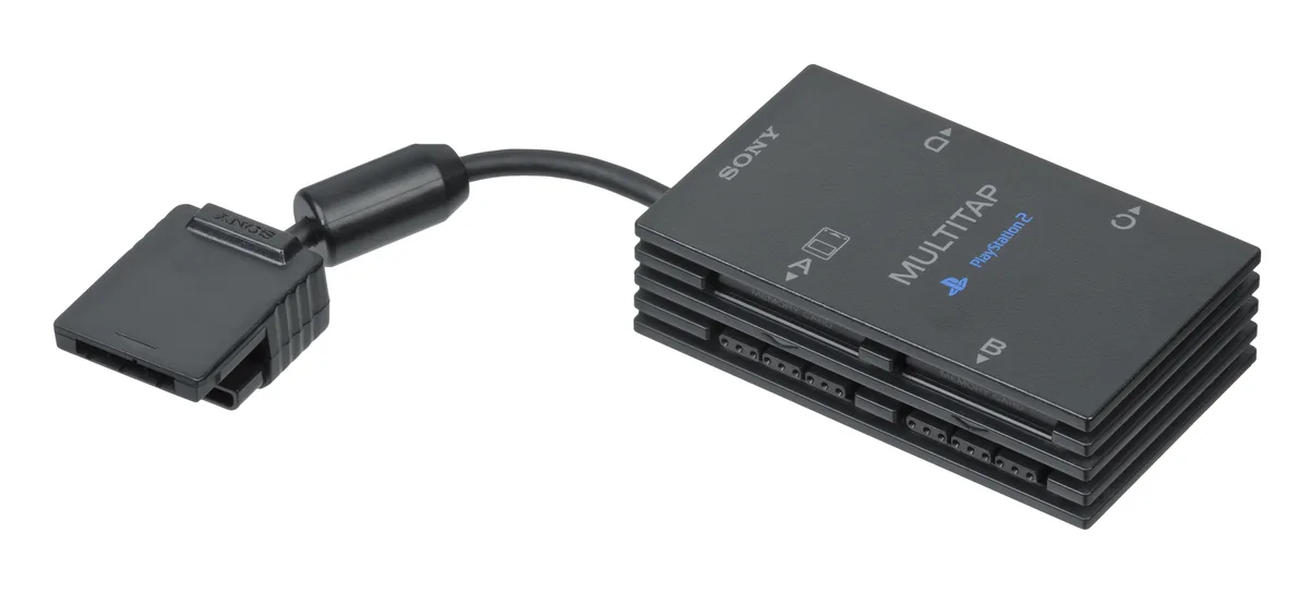 Zwarte PlayStation 2 Multitap SCPH-10090 met aansluitkabel