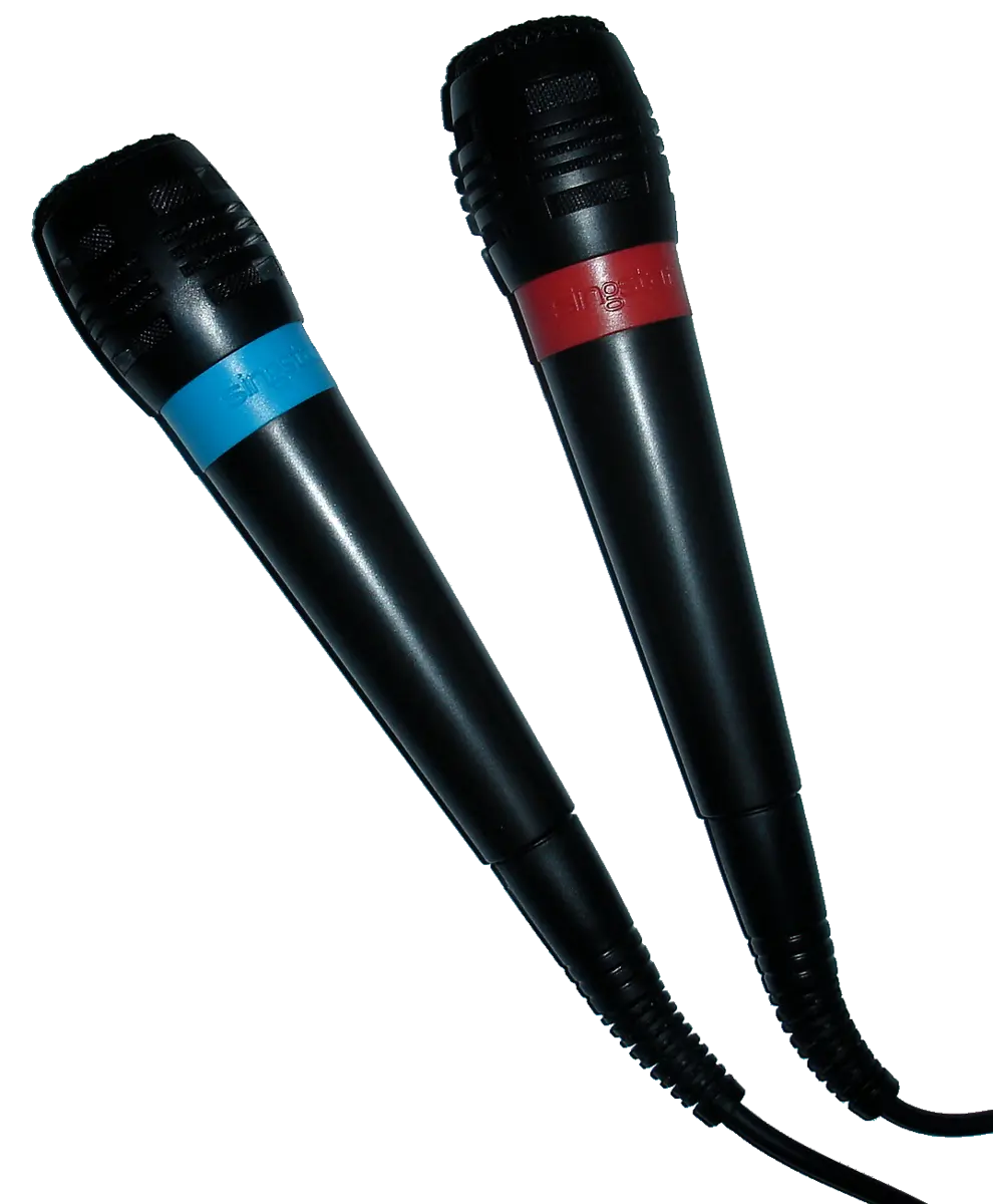 Twee bekabelde SingStar-microfoons met USB-converter
