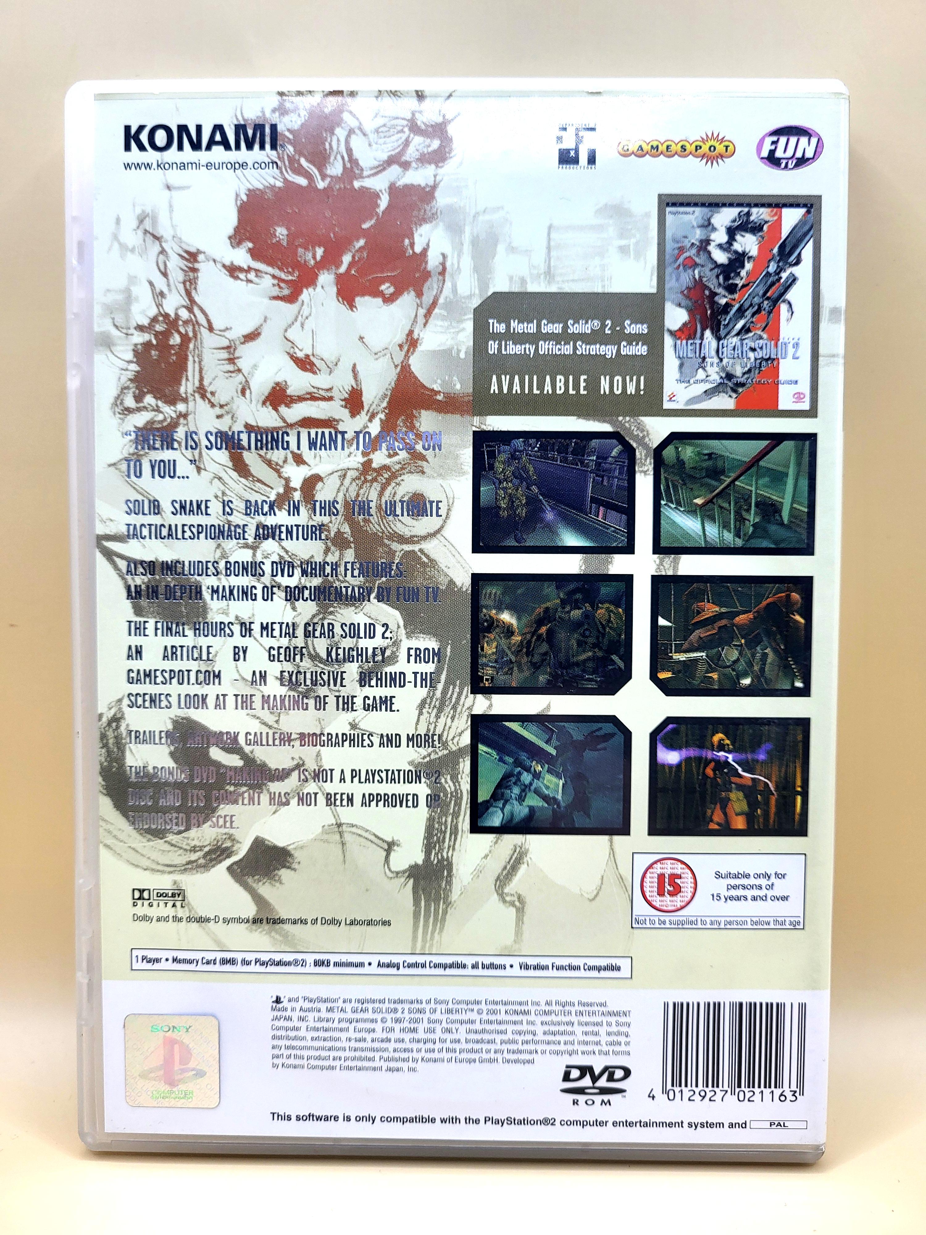 Metal Gear Solid 2 Sons of Liberty PlayStation 2 PS2 Achterkant