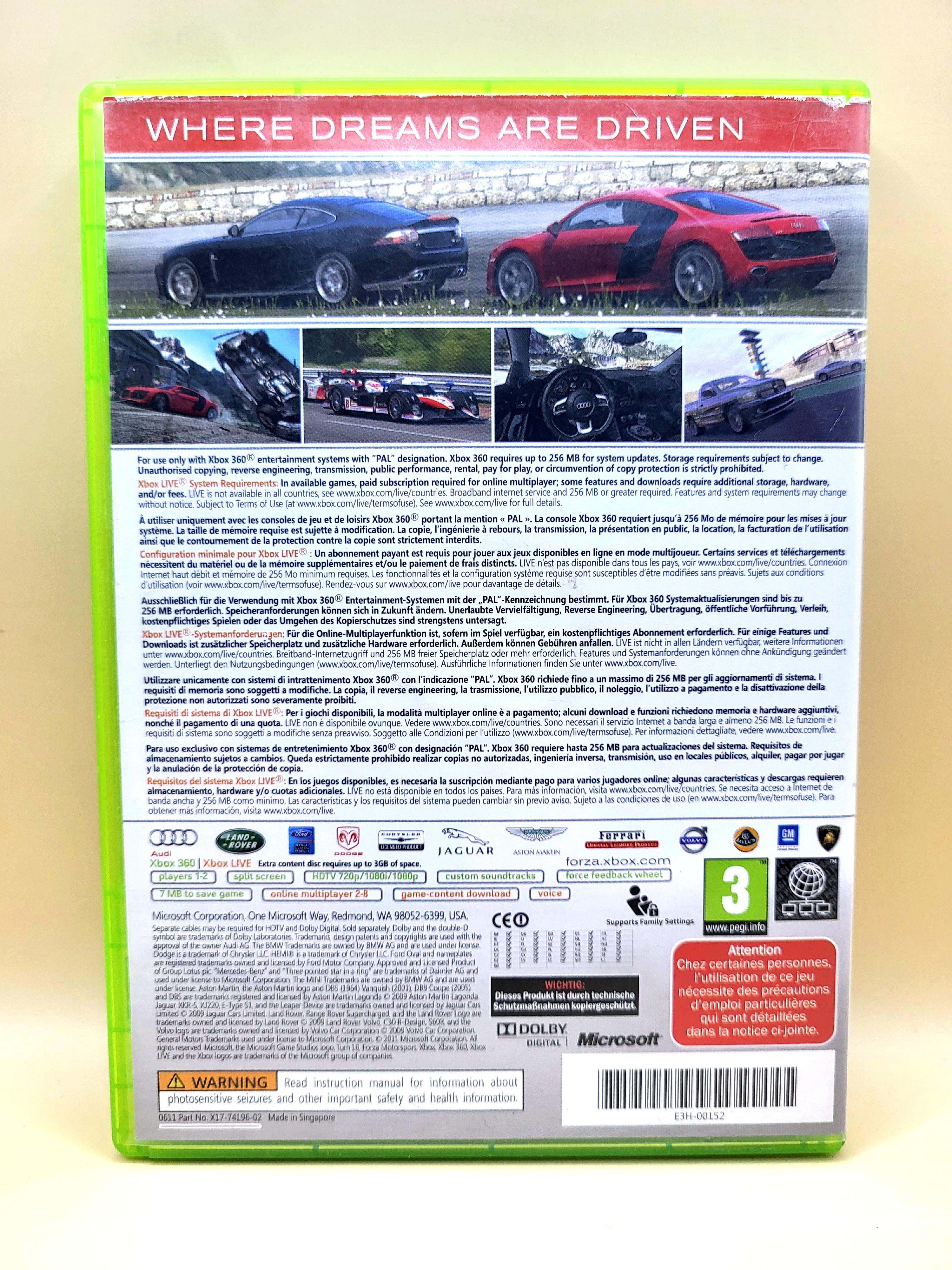 Forza Motorsport 3 Xbox 360 Achterkant
