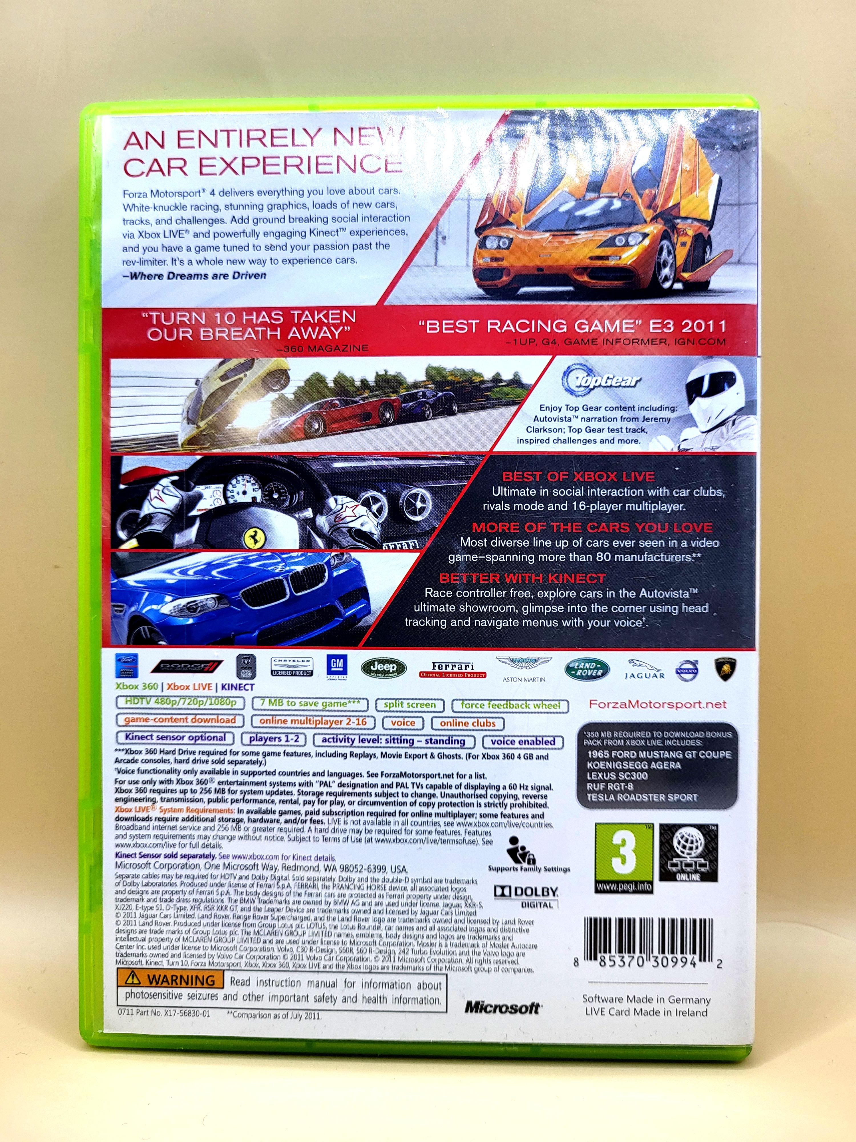 Forza Motorsport 4 Xbox 360 Achterkant