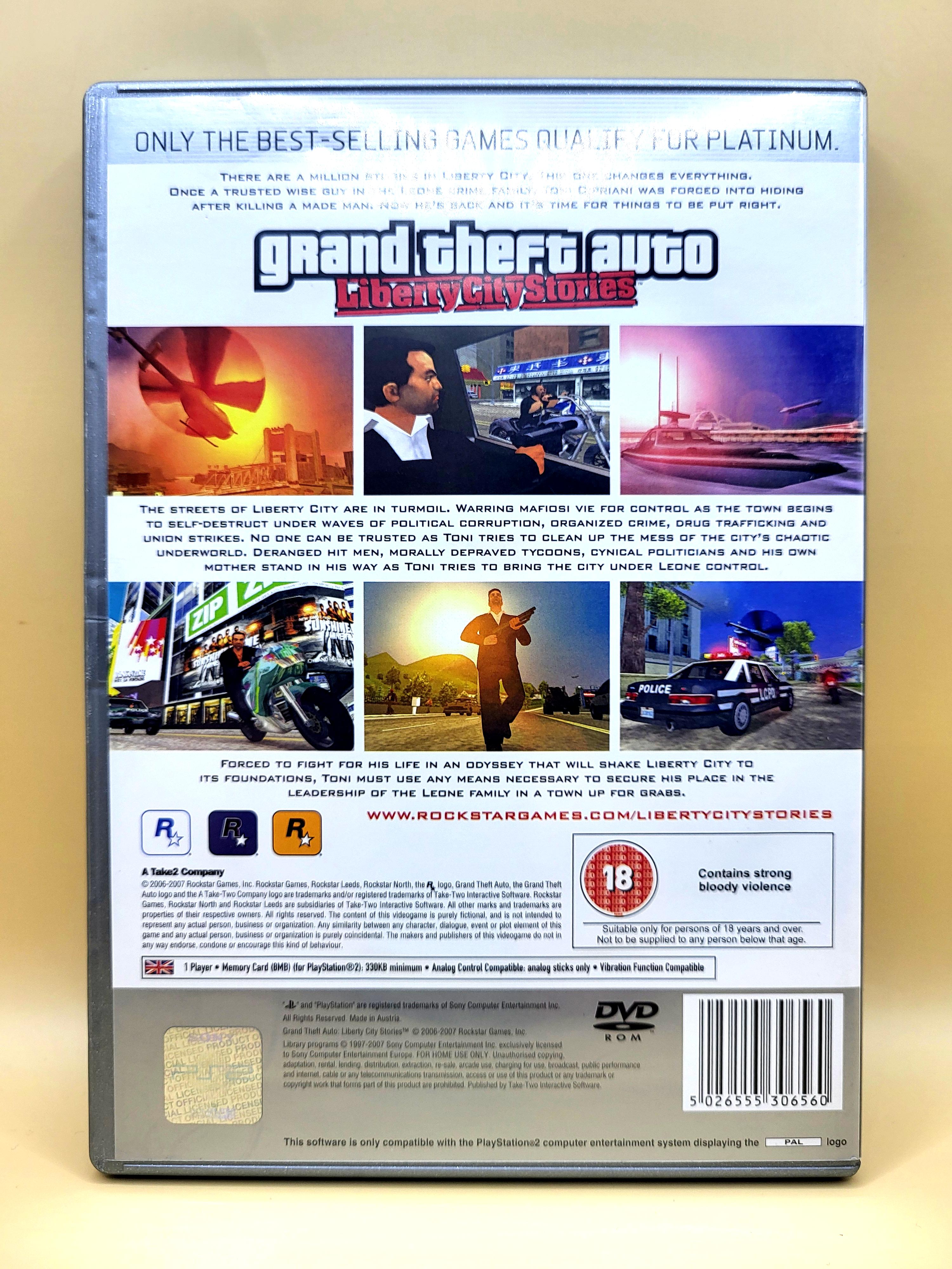 Grand Theft Auto Liberty City Stories Platinum PlayStation 2 PS2 Achterkant