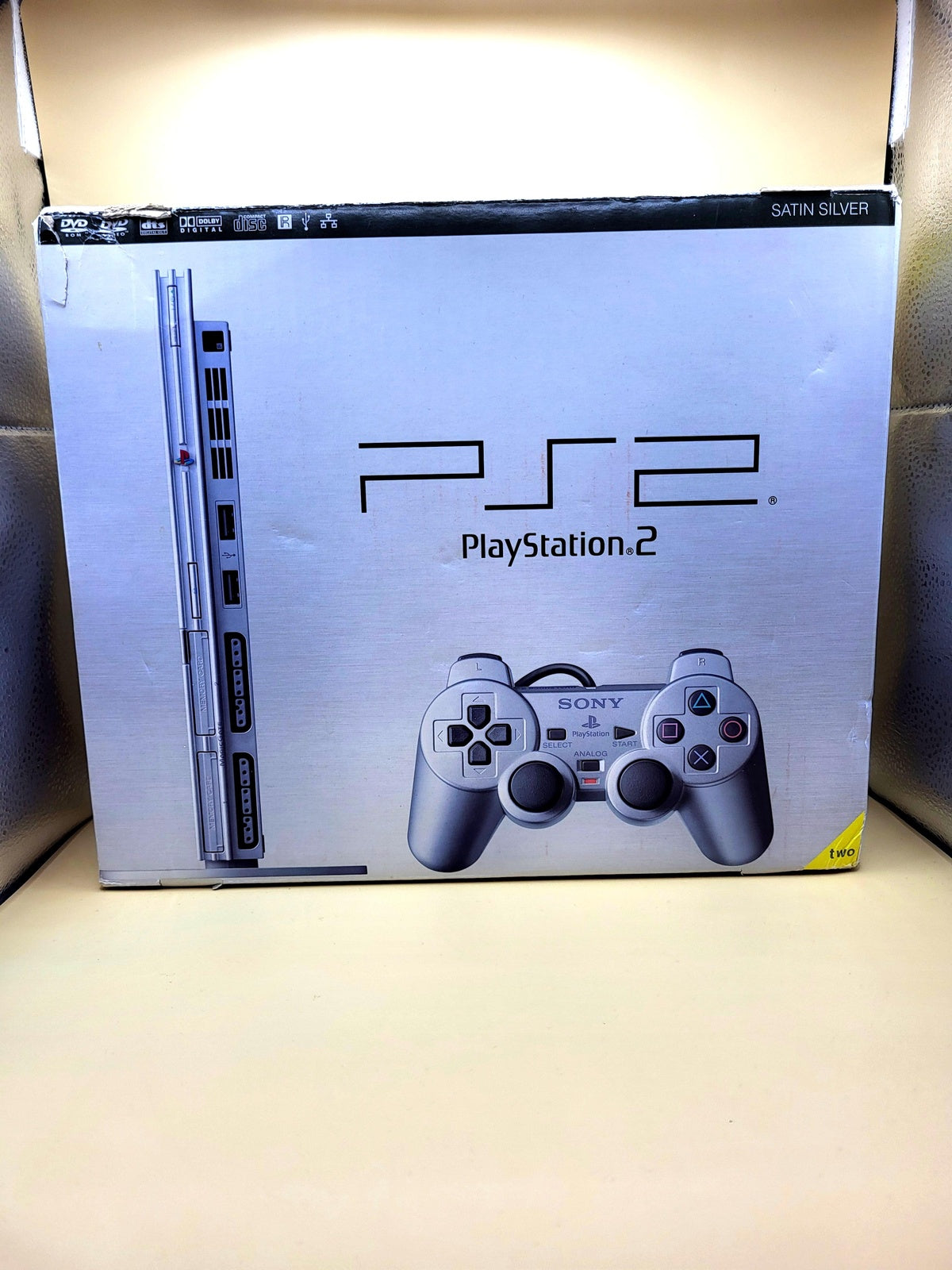 PlayStation 2 Slim Satin Silver Compleet in Doos - CIB PS2