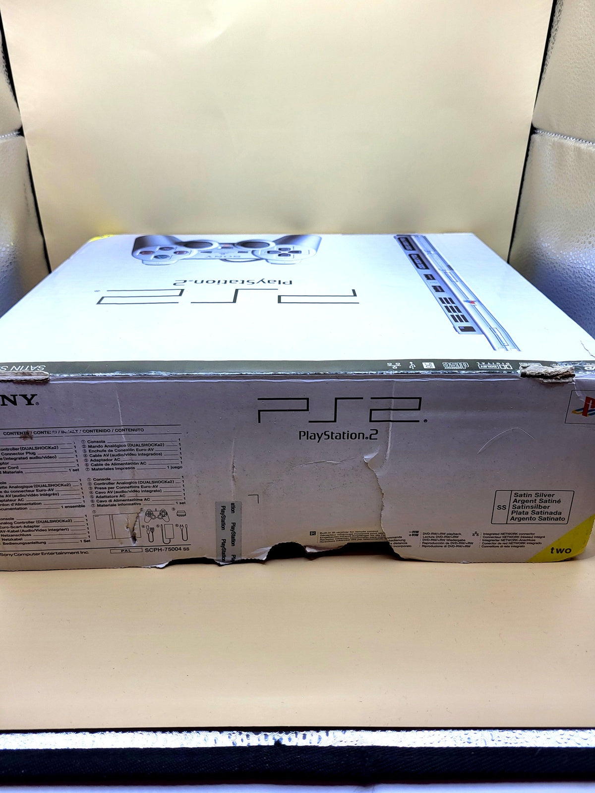 PlayStation 2 Slim Satin Silver Compleet in Doos - CIB PS2