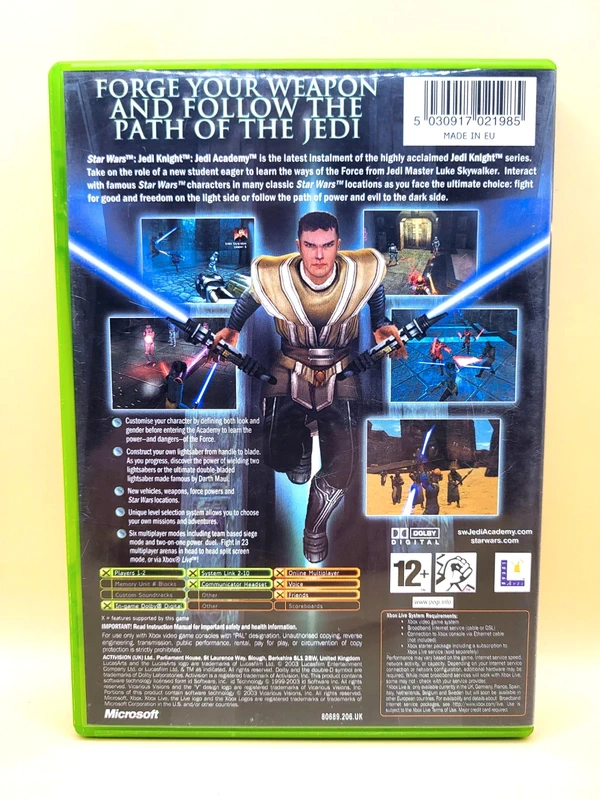Star Wars: Jedi Knight Jedi Academy Xbox Original Achterkant