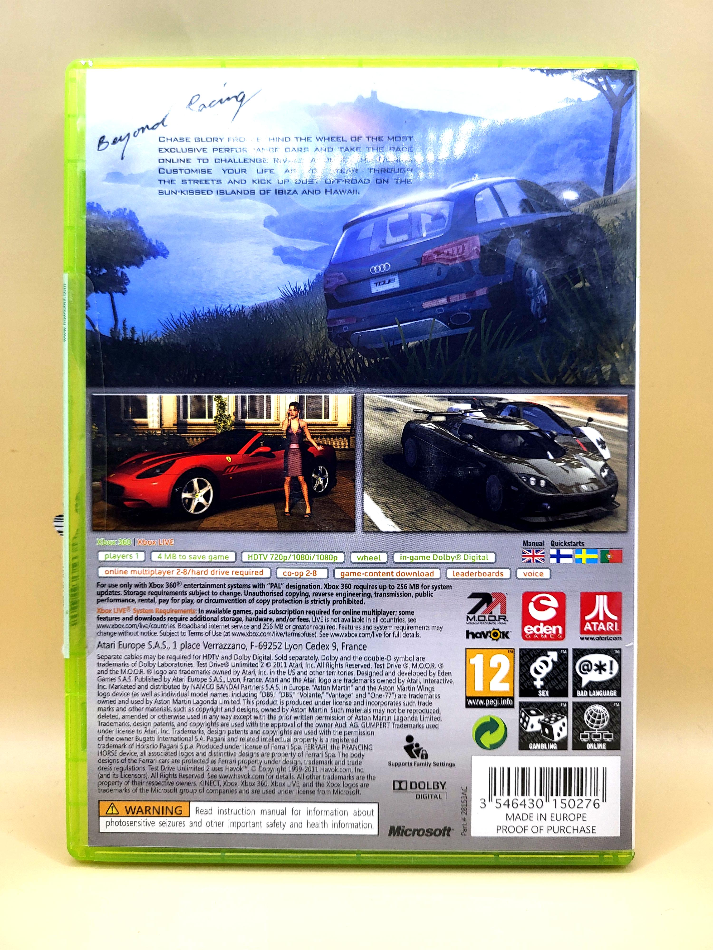 TDU 2 Test Drive Unlimited 2 Xbox 360 Achterkant