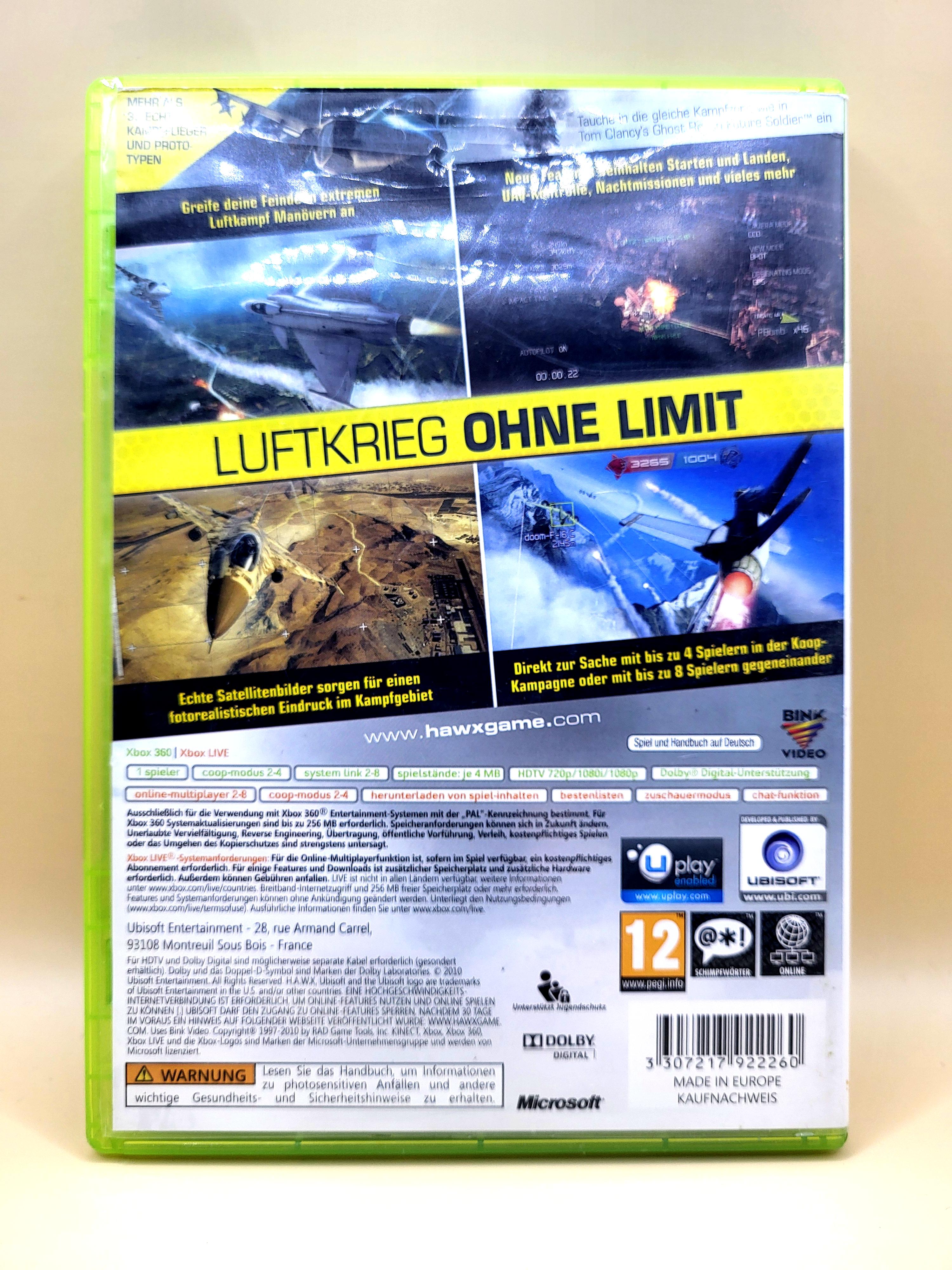 Tom Clancys H.A.W.X 2 Hawx 2 Xbox 360 Achterkant